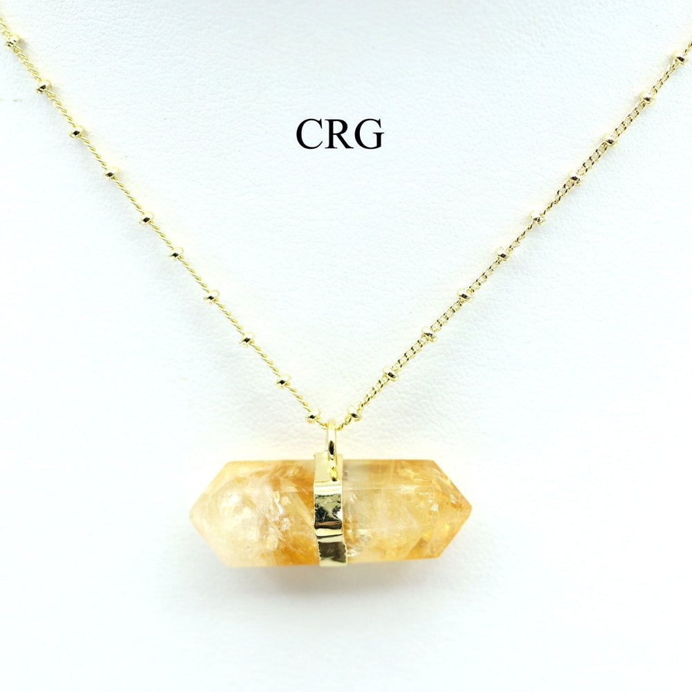 Citrine Double Terminated Point Necklace with Gold Plating (1 Piece) Size 1 Inch Crystal JewelryCrystal River Gems