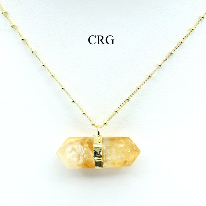 Citrine Double Terminated Point Necklace with Gold Plating (1 Piece) Size 1 Inch Crystal JewelryCrystal River Gems