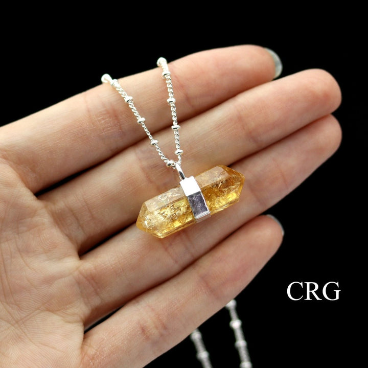 Citrine Double Terminated Point Necklace with Silver Plating (1 Piece) Size 16 Inches Crystal JewelryCrystal River Gems