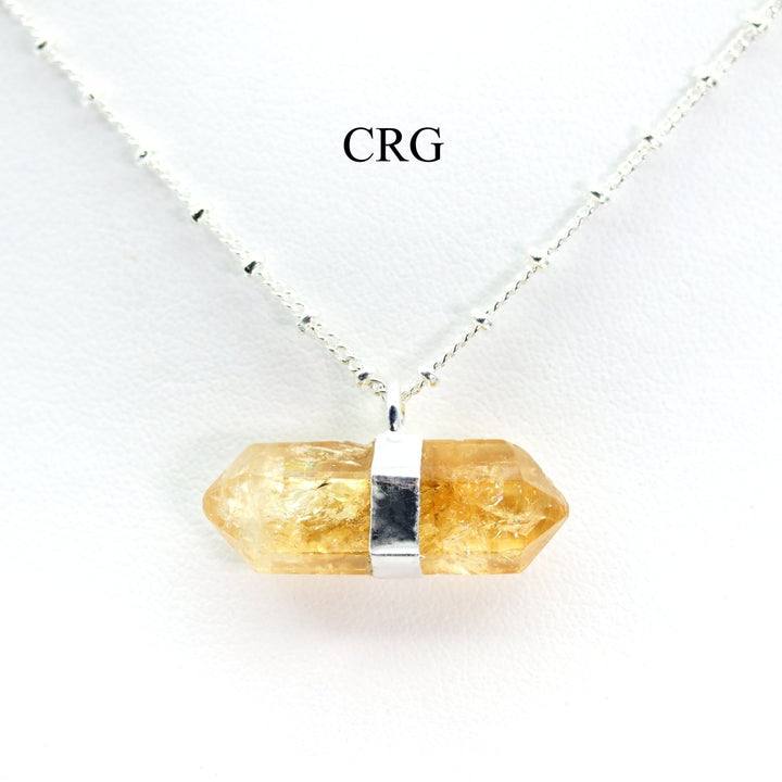Citrine Double Terminated Point Necklace with Silver Plating (1 Piece) Size 16 Inches Crystal JewelryCrystal River Gems