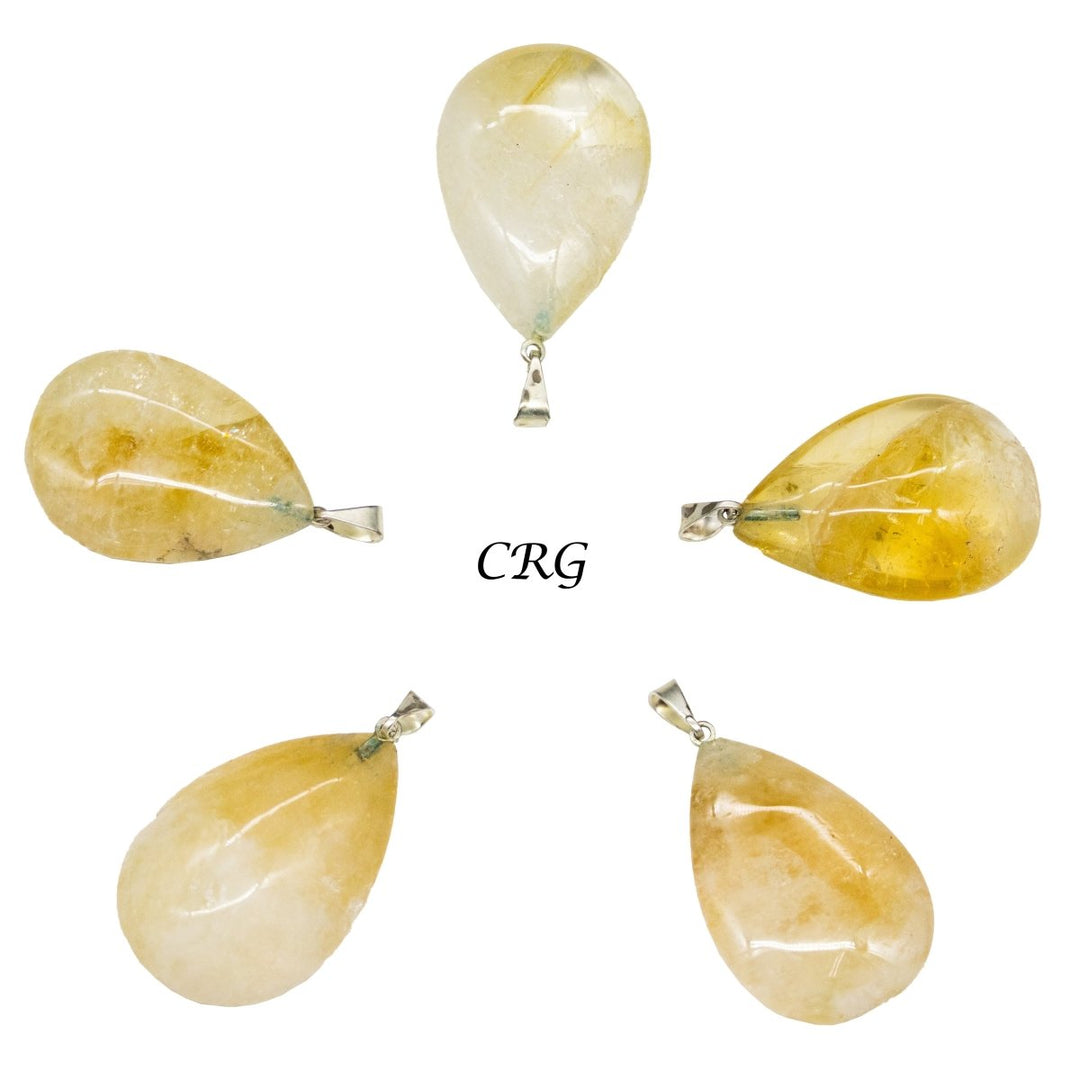 Citrine Drop Pendants with Silver Bail (5 Pieces) Size 18 by 25 mm Crystal Jewelry Charm