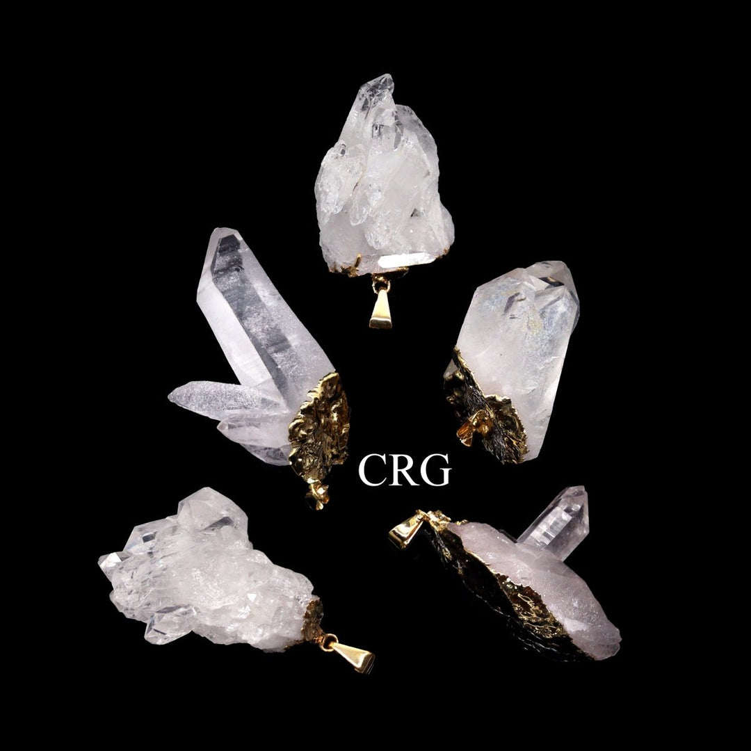 Clear Quartz Cluster Pendant with Gold Bail (1 Piece) Size 1 to 3 Inches Crystal Jewelry Charm