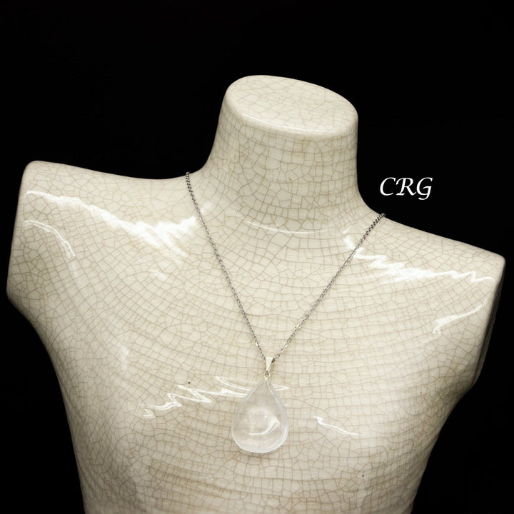Clear Quartz Drop Pendant with Silver Bail (5 Pieces) Size 18 by 25 mm Crystal Jewelry CharmCrystal River Gems