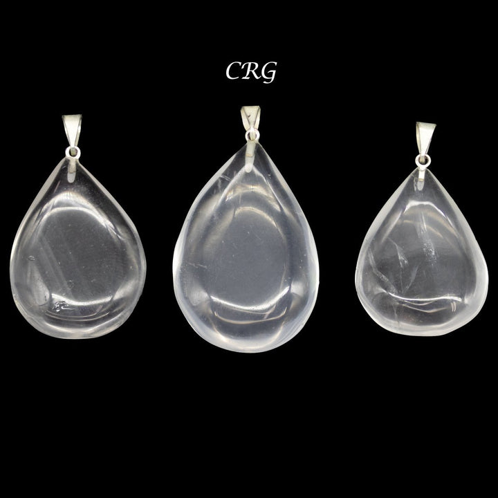 Clear Quartz Drop Pendant with Silver Bail (5 Pieces) Size 18 by 25 mm Crystal Jewelry Charm