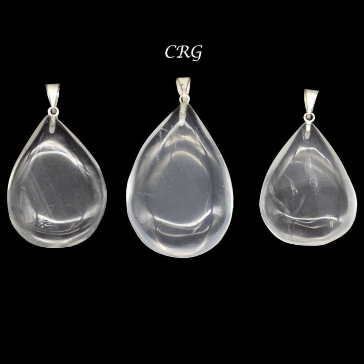 Clear Quartz Drop Pendant with Silver Bail (5 Pieces) Size 18 by 25 mm Crystal Jewelry CharmCrystal River Gems