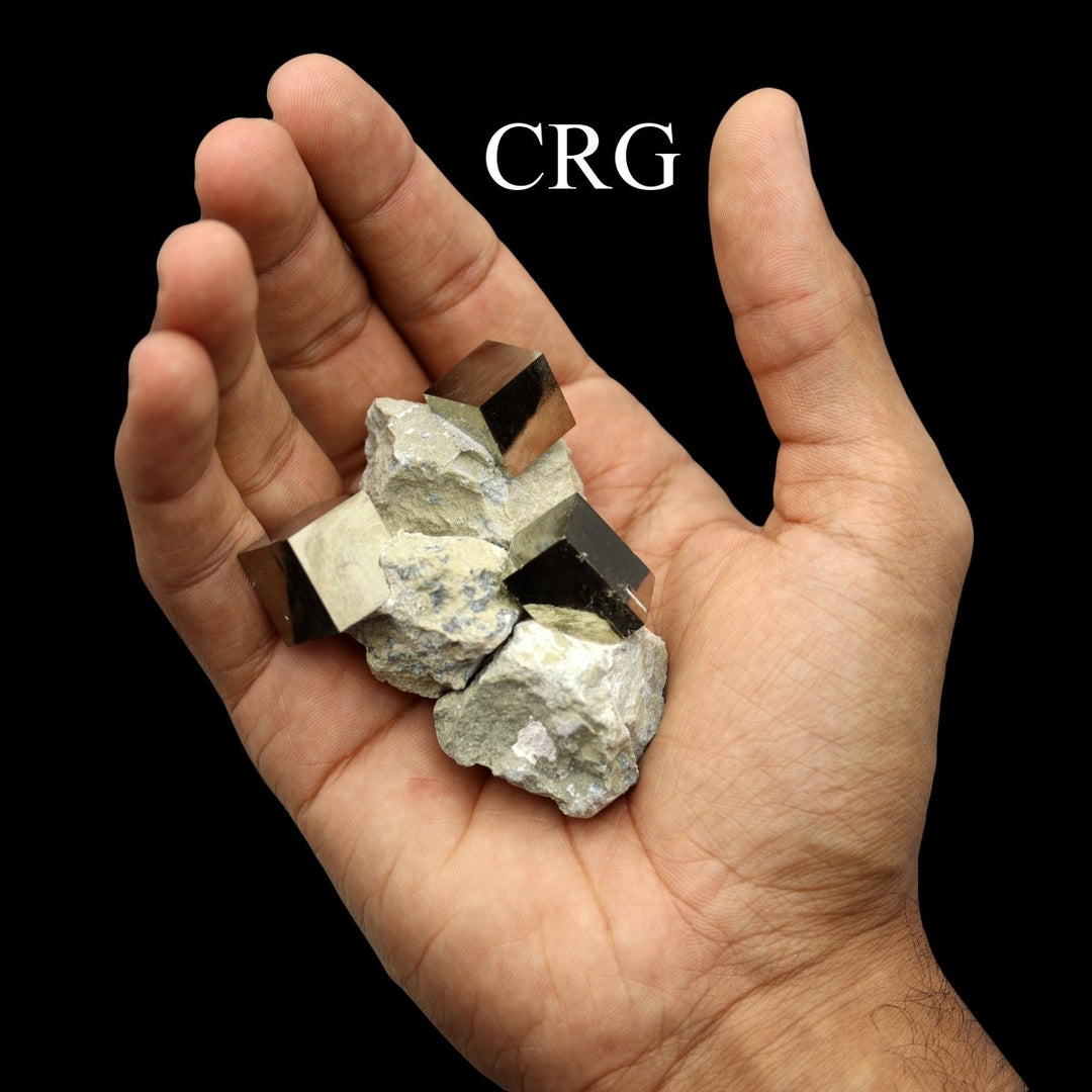 Cubic Pyrite on Matrix Rough (1 Piece) Size 30 to 40 mm Crystal MineralCrystal River Gems