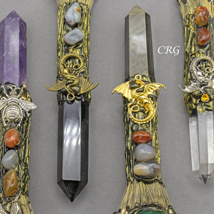 Mixed Gemstone Broom (1 Piece) Size 13 Inches Crystal Home DecorCrystal River Gems