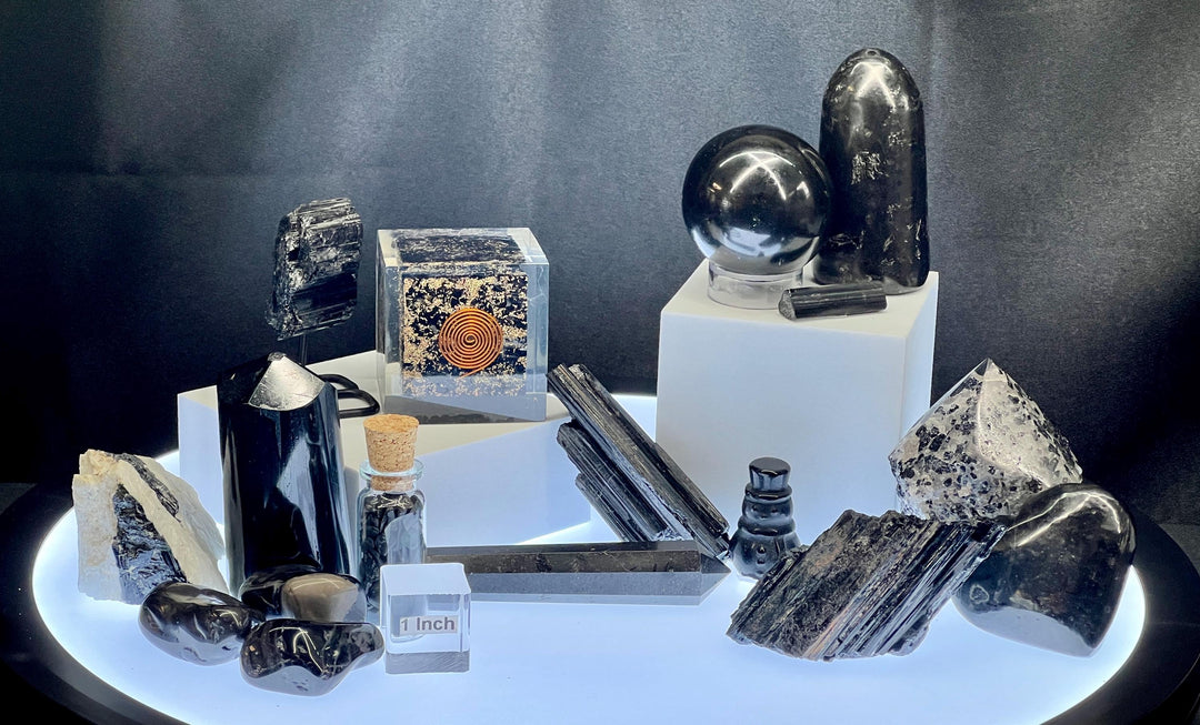 Black Tourmaline Crystal Bundle Lot (17 Pieces) Bulk Wholesale Gemstone Décor Collection