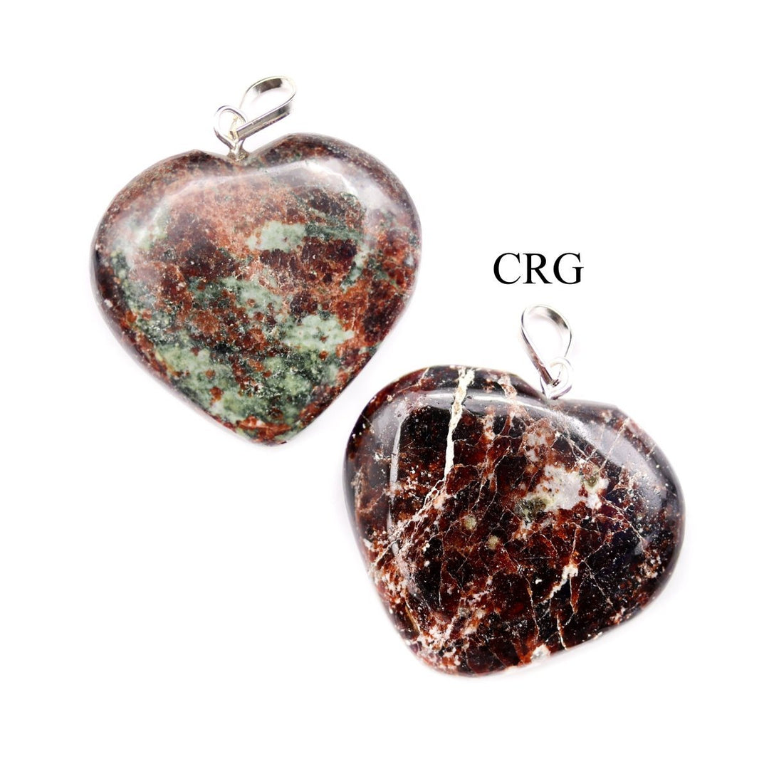 Garnet Heart Pendant with Silver Bail (1 Piece) Size 1 Inch Crystal Jewelry CharmCrystal River Gems