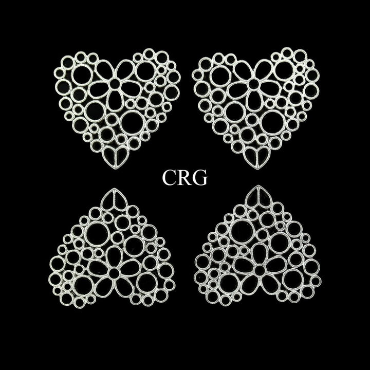 Heart Connector Pendant with Silver Plating (10 Pieces) Size 1 Inch Crystal Jewelry CharmCrystal River Gems