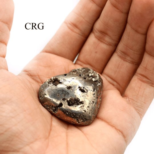 Iron Pyrite Puffy Heart (1 Piece) Size 40 to 60 mm Crystal Gemstone ShapeCrystal River Gems