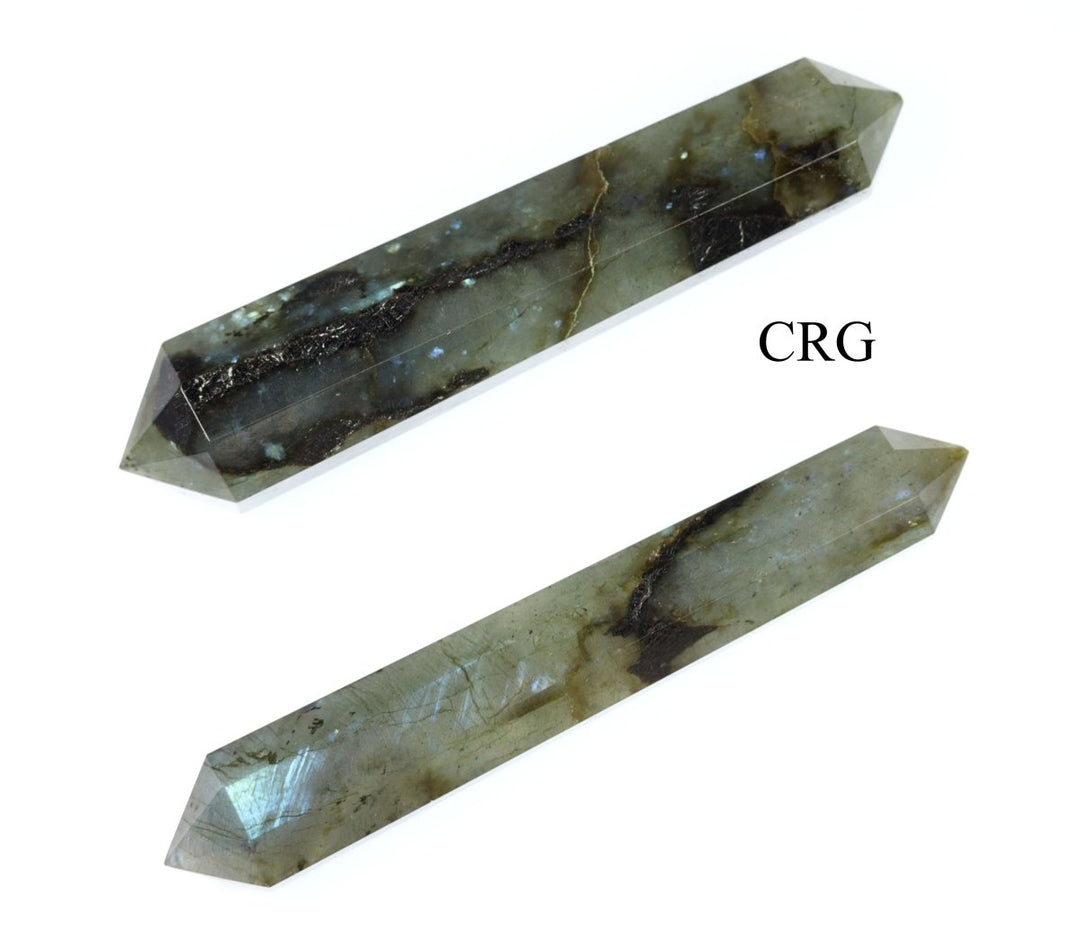 Labradorite Double Pointed Wand (1 Piece) Size 3 to 5 Inches 8 - Sided Crystal GemstoneCrystal River Gems