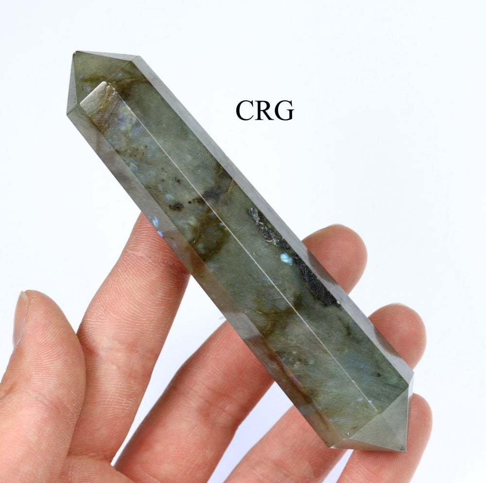 Labradorite Double Pointed Wand (1 Piece) Size 3 to 5 Inches 8 - Sided Crystal GemstoneCrystal River Gems