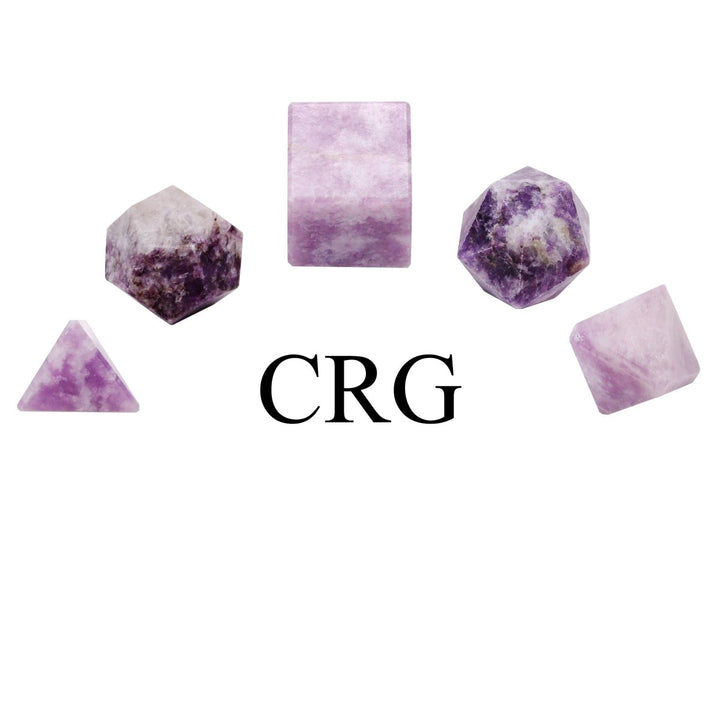Lepidolite Platonic Solid Geometry Set (5 Pieces) Size 18 to 20 mm Small Crystal Gemstone Geometric Shapes