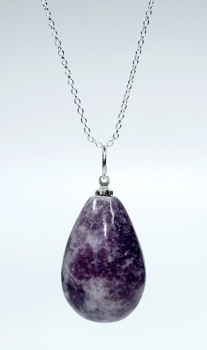 Lepidolite Teardrop Pendant with Silver Bail (4 Pieces) Size 2 Inches Crystal Jewelry CharmCrystal River Gems