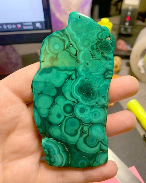 Malachite Slice (1 Piece) Size 3 to 4 Inches Polished Crystal Gemstone SlabCrystal River Gems