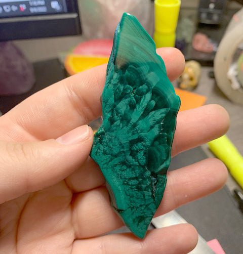 Malachite Slice (1 Piece) Size 3 to 4 Inches Polished Crystal Gemstone SlabCrystal River Gems