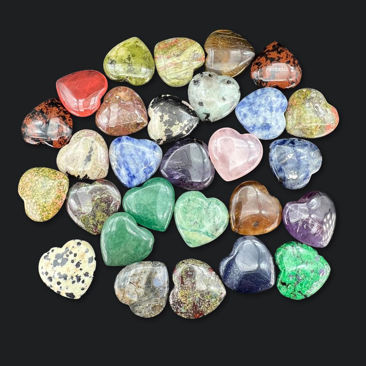 Mini Hearts Mixed Gemstones CarvingCrystal River Gems