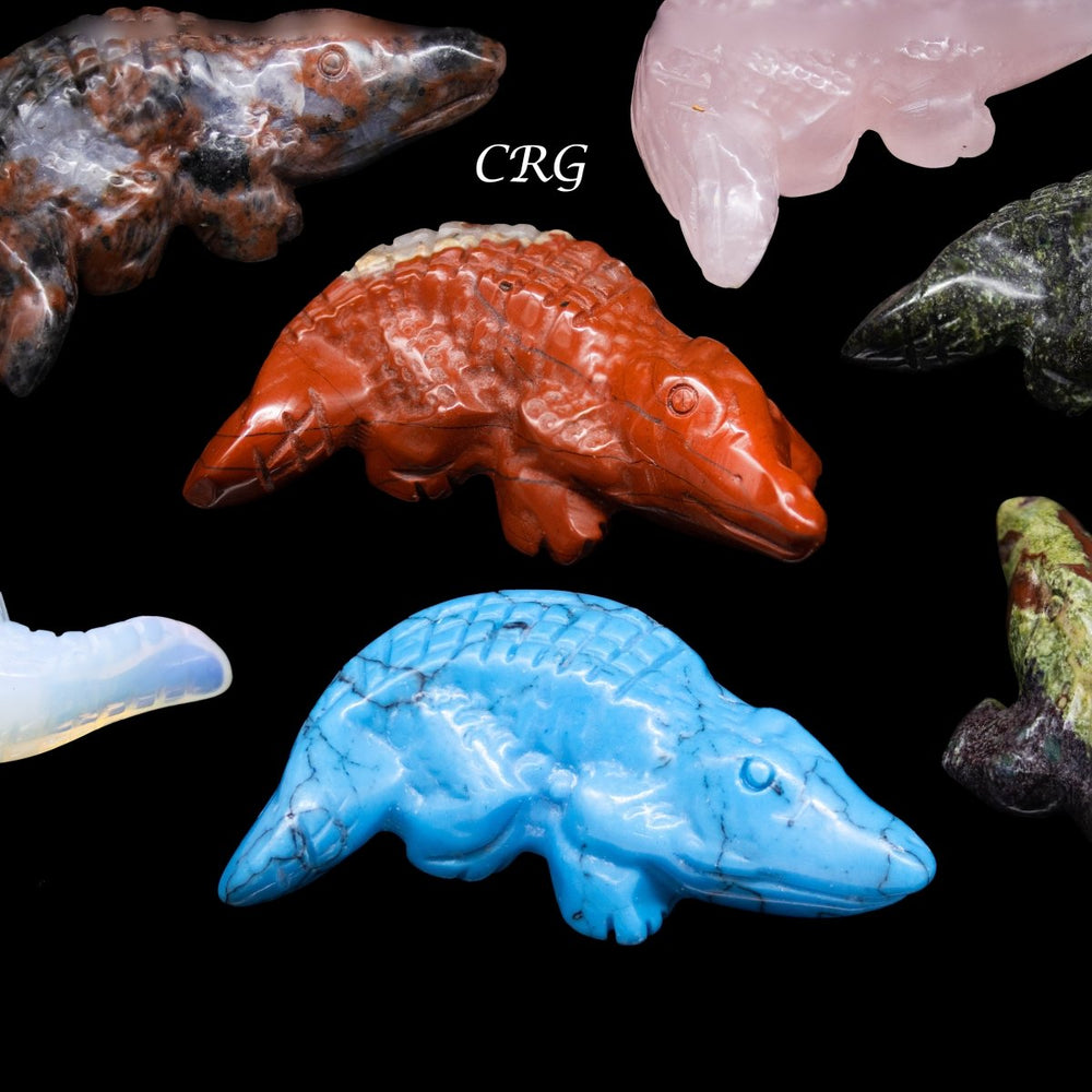 Mixed Gemstone Alligator Carvings (4 Pieces) Size 2 Inches Assorted Crystal AnimalsCrystal River Gems