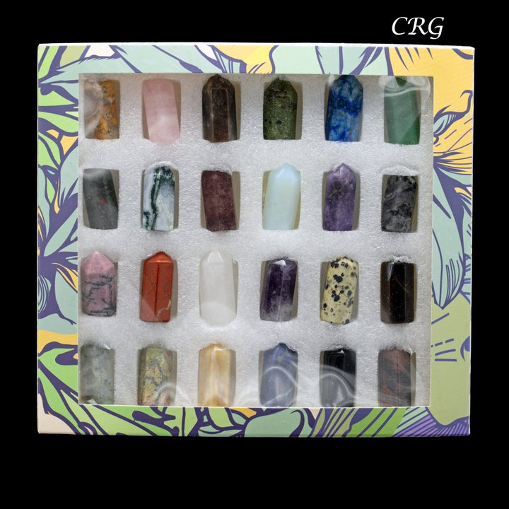 Mixed Gemstone Mini Towers (24 Pieces) Size 1.5 Inches Assorted Crystal Home DecorCrystal River Gems
