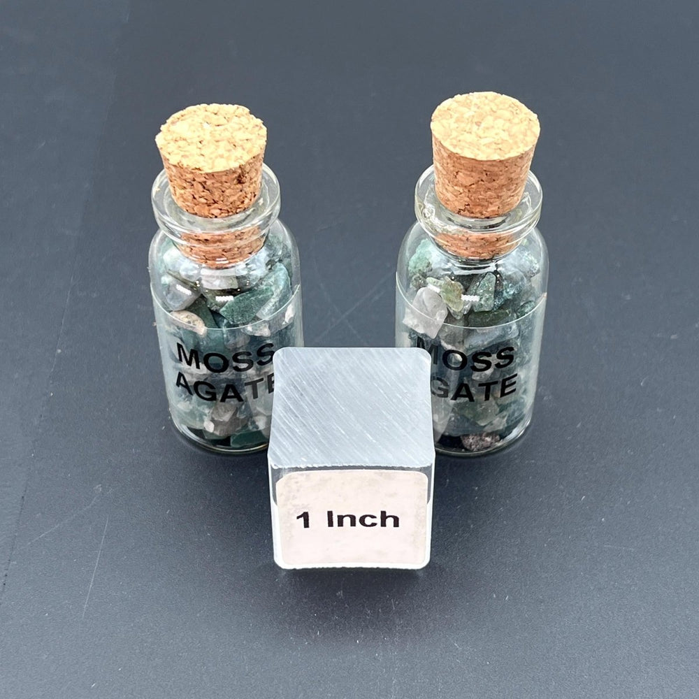 Moss Agate Chips In Bottle With Cork (1 Piece)Crystal River Gems