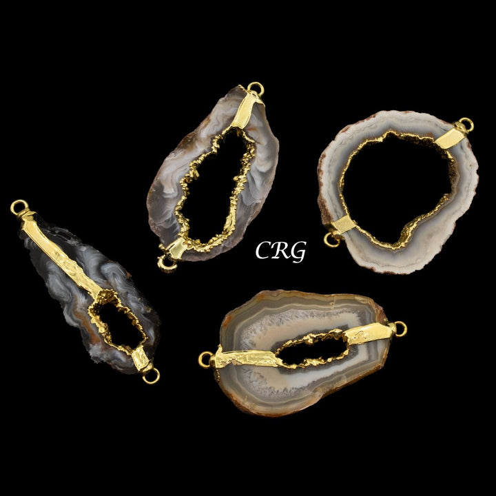 Oco Geode Slice Connector with Gold Plating Inside (1 Piece) Size 40 to 50 mm Crystal Jewelry CharmCrystal River Gems