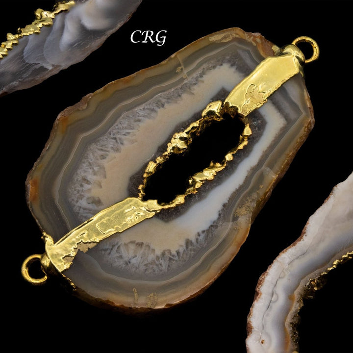 Oco Geode Slice Connector with Gold Plating Inside (1 Piece) Size 40 to 50 mm Crystal Jewelry CharmCrystal River Gems