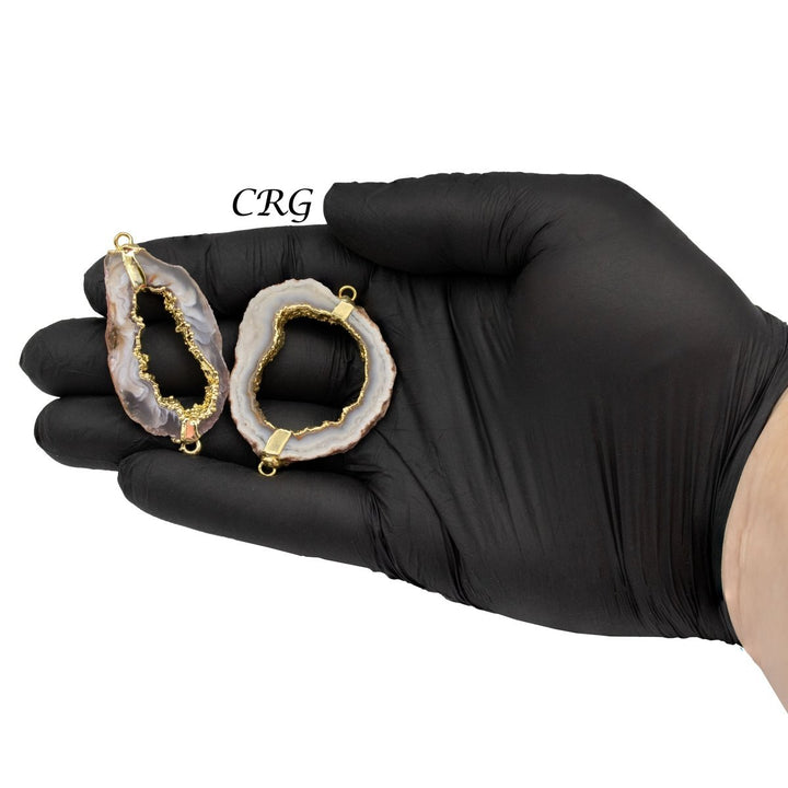 Oco Geode Slice Connector with Gold Plating Inside (1 Piece) Size 40 to 50 mm Crystal Jewelry CharmCrystal River Gems