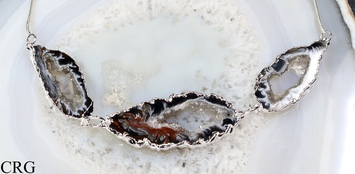 Oco Geode Slice Pendant Necklace with Silver Plating (1 Piece) Size 24 Inches Crystal JewelryCrystal River Gems