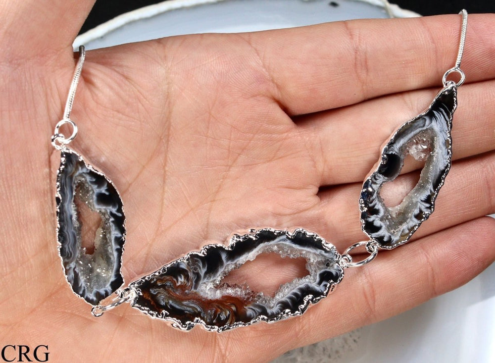 Oco Geode Slice Pendant Necklace with Silver Plating (1 Piece) Size 24 Inches Crystal JewelryCrystal River Gems
