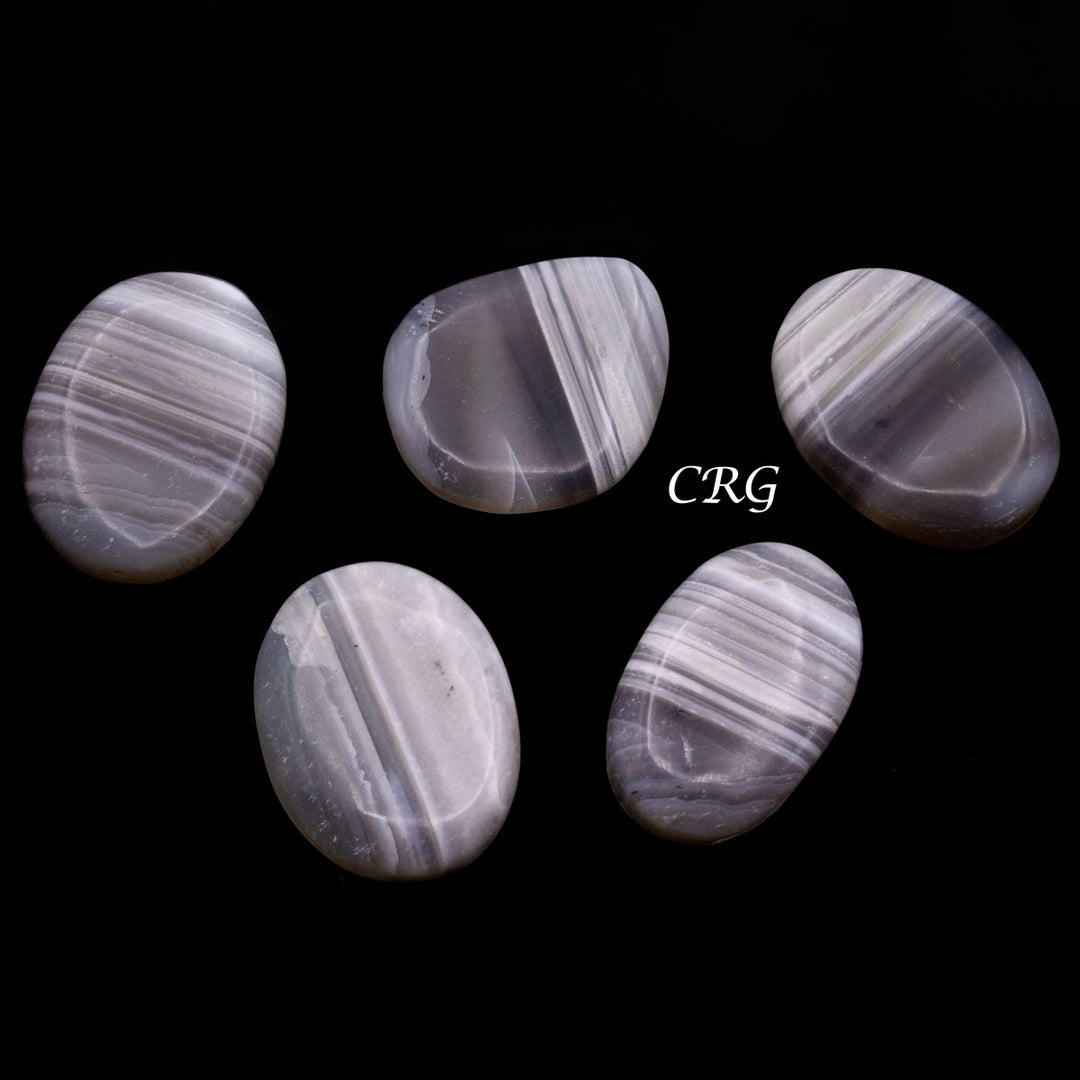 Onyx Gray Banded Cabochons (75 Grams) Mixed Sizes Bulk Wholesale Lot Crystal Minerals