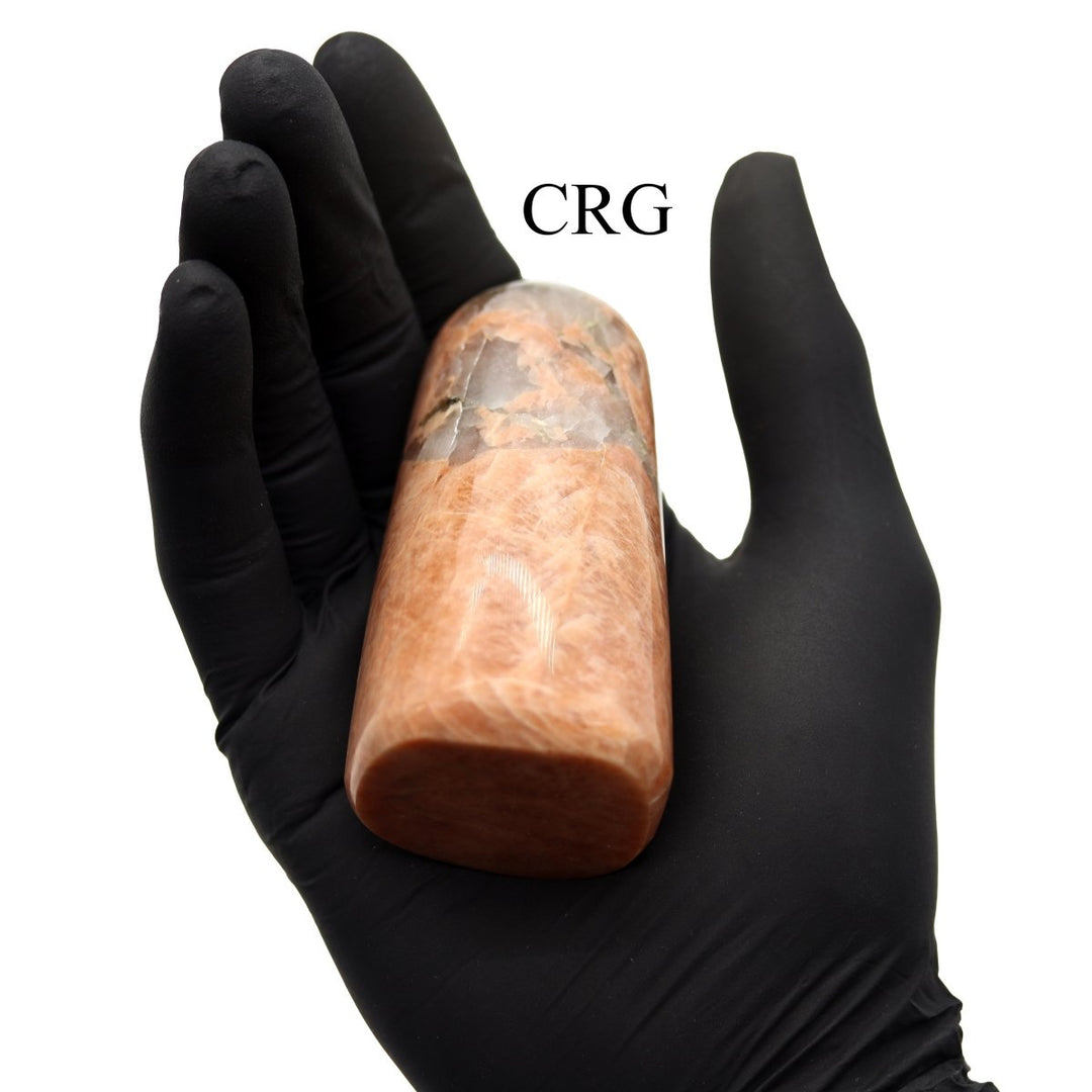 Peach Moonstone and Calcite Freeform Boulder (1 Piece) Size 3 to 5 Inches Standing Crystal Gemstone DecorCrystal River Gems