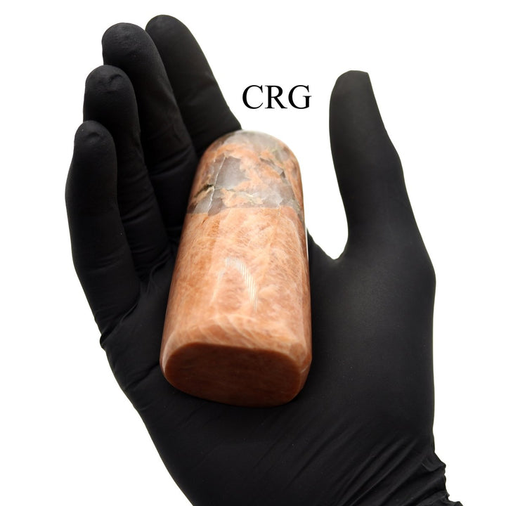 Peach Moonstone and Calcite Freeform Boulder (1 Piece) Size 3 to 5 Inches Standing Crystal Gemstone DecorCrystal River Gems