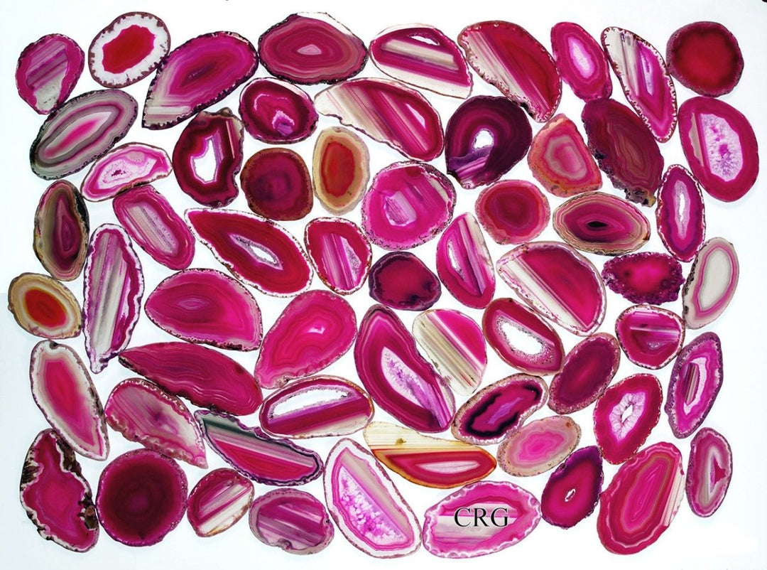 Pink Agate Slice (Size #1) (2.5 to 3.5 inches) Grade A Brazilian Agate Geode Slice Wholesale CrystalsCrystal River Gems