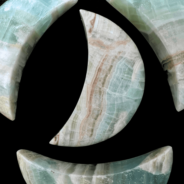 Pistachio Calcite Crystal Moon CarvingCrystal River Gems