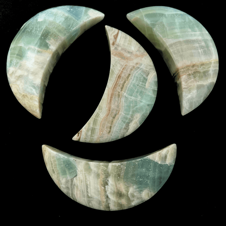 Pistachio Calcite Crystal Moon CarvingCrystal River Gems