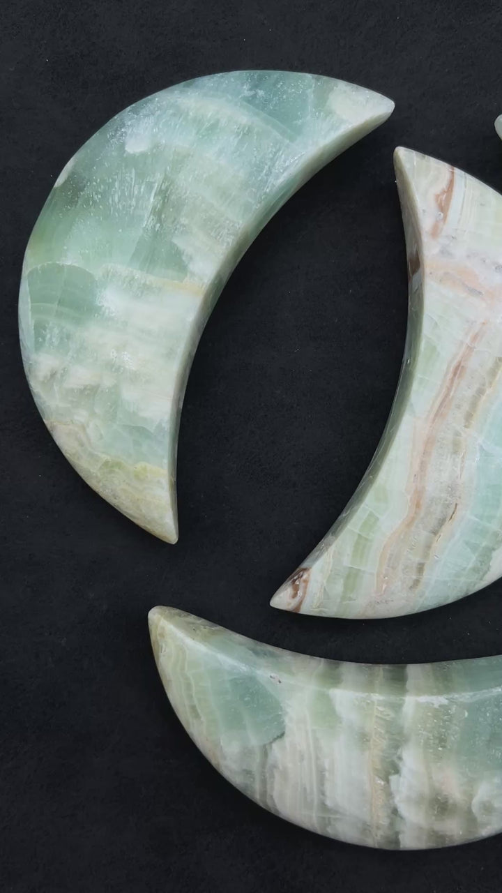 Pistachio Calcite Crystal Moon Carving