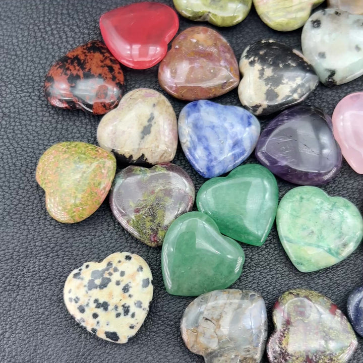 Mini Hearts Mixed Gemstones Carving - 150 Grams