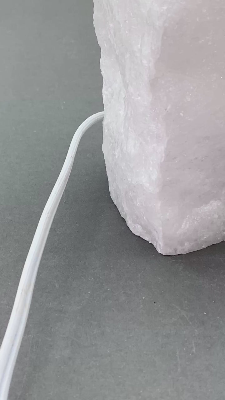 Large Quartz Gemstone Top Polished Point Lamp with Cord and Bulb