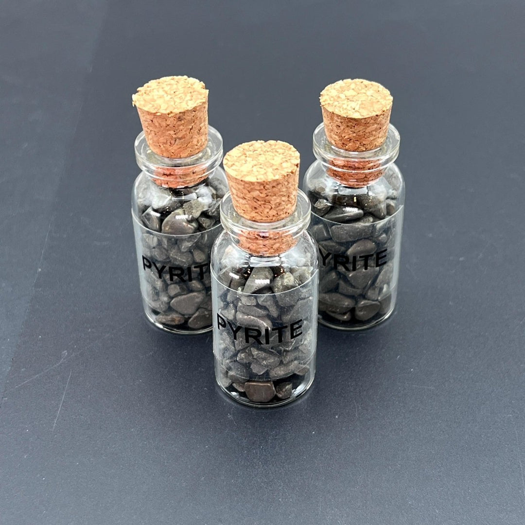 Pyrite Chips In Bottle With Cork (1 Piece)Crystal River Gems