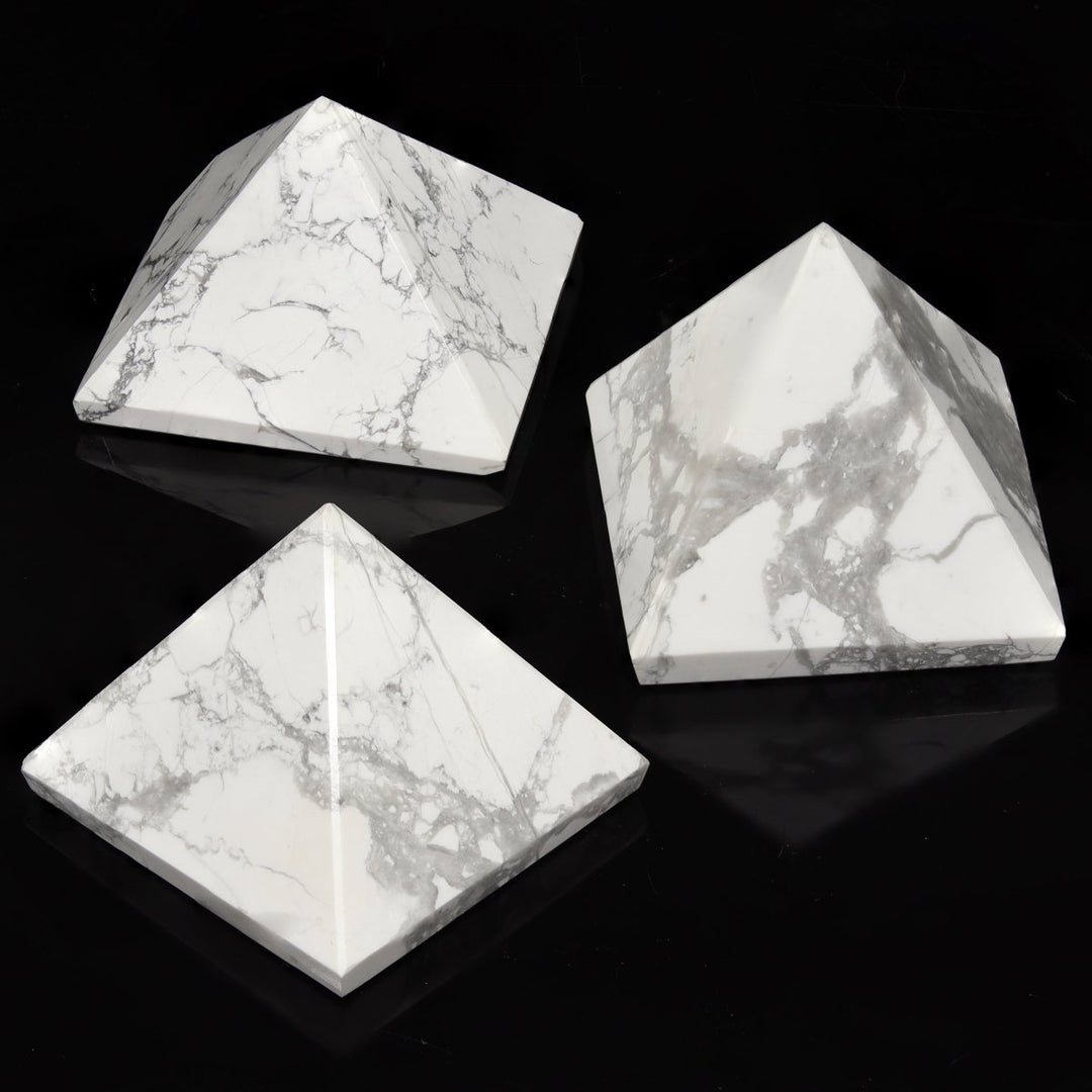 QTY 1 - Howlite Pyramid / 1 - 3" AVGCrystal River Gems