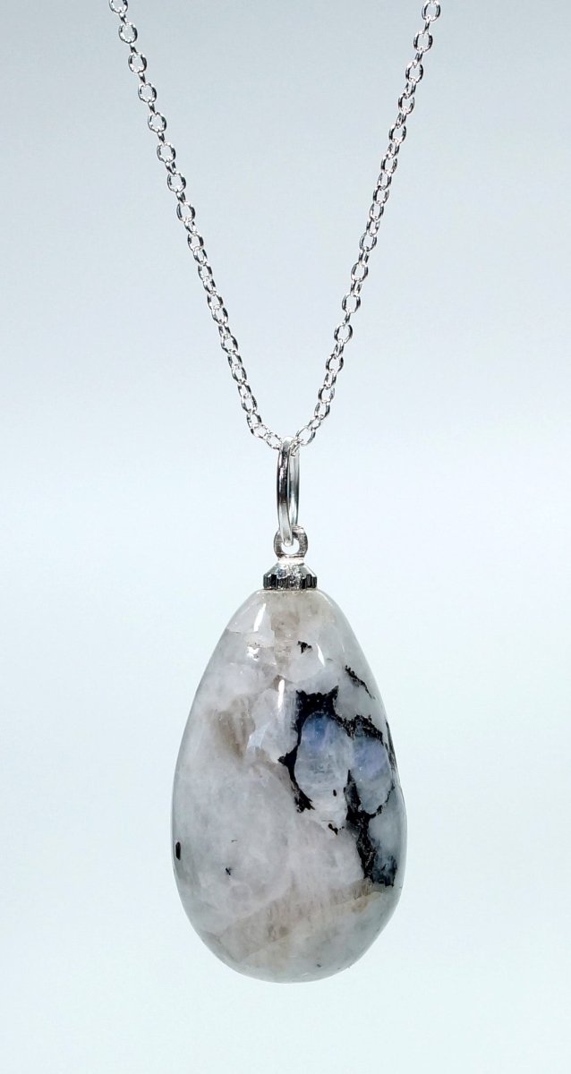 Rainbow Moonstone Teardrop Pendant with Silver Bail (4 Pieces) Size 2 Inches Crystal Jewelry Charm