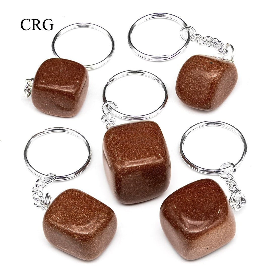 Red Goldstone Tumbled Keychains (5 Pieces) Size 1.5 Inches Crystal Gemstone Pendants