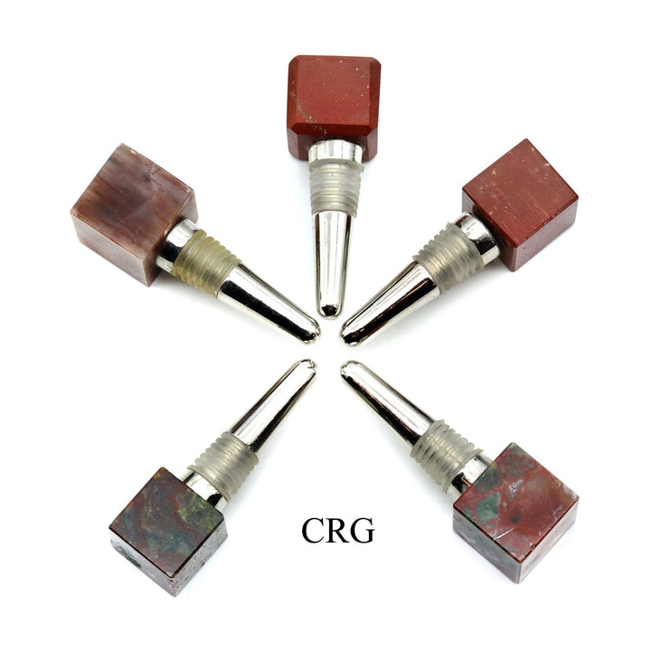 Red Jasper Cube Bottle Stopper (1 Piece) Size 4 Inches Crystal Gemstone Wine StopperCrystal River Gems