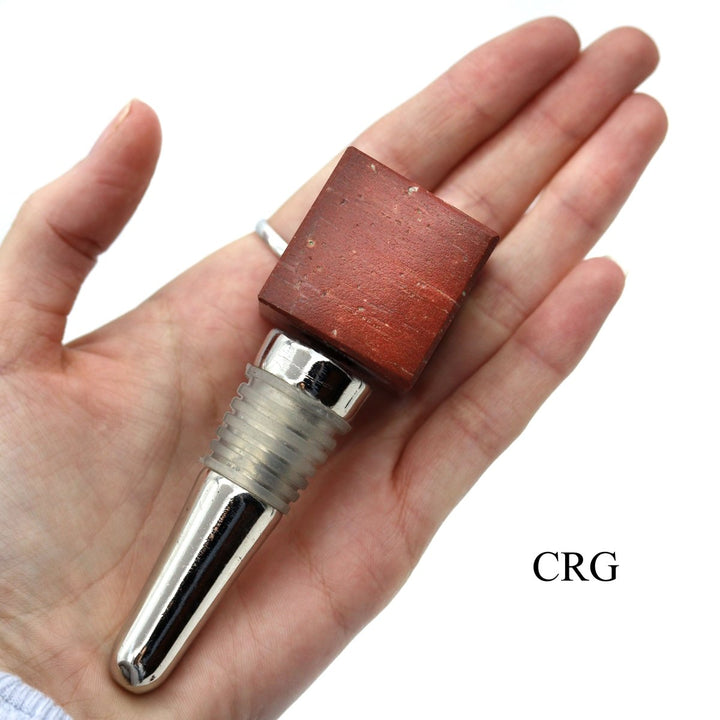 Red Jasper Cube Bottle Stopper (1 Piece) Size 4 Inches Crystal Gemstone Wine StopperCrystal River Gems