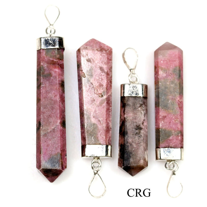 Rhodonite Pendant with Silver Plating (1 Piece) Size 1.5 to 2 Inches Crystal Jewelry CharmCrystal River Gems