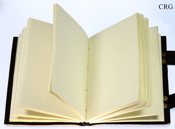 Rose Quartz Leather Notebook (1 Piece) Size 17 by 12 cm Parchment Paper Crystal JournalCrystal River Gems