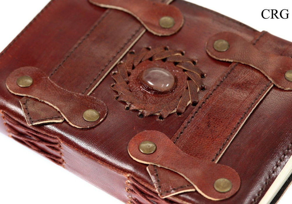 Rose Quartz Leather Notebook (1 Piece) Size 17 by 12 cm Parchment Paper Crystal Journal