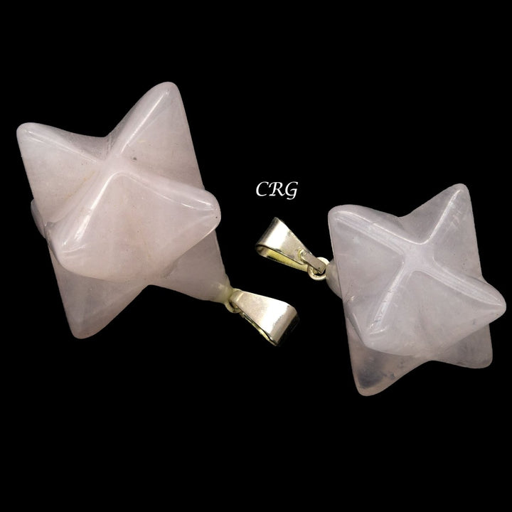 Rose Quartz Merkaba Pendant with Silver Bail (5 Pieces) Size 30 mm Crystal Jewelry CharmCrystal River Gems