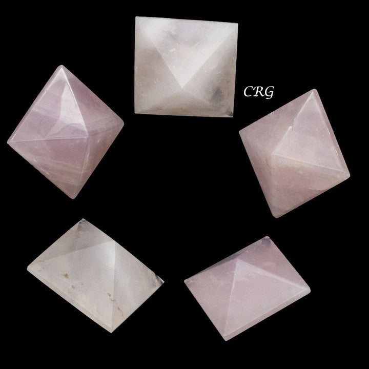 Rose Quartz Octahedron (5 Pieces) Size 25 by 35 mm Crystal Gemstone ShapesCrystal River Gems